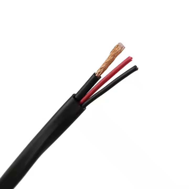 RG174 + 2c 0.25BC SPE CCA BRAID PVC jacket with 2X0.5 mm2 CCA power wire Round PE jacket outdoor
