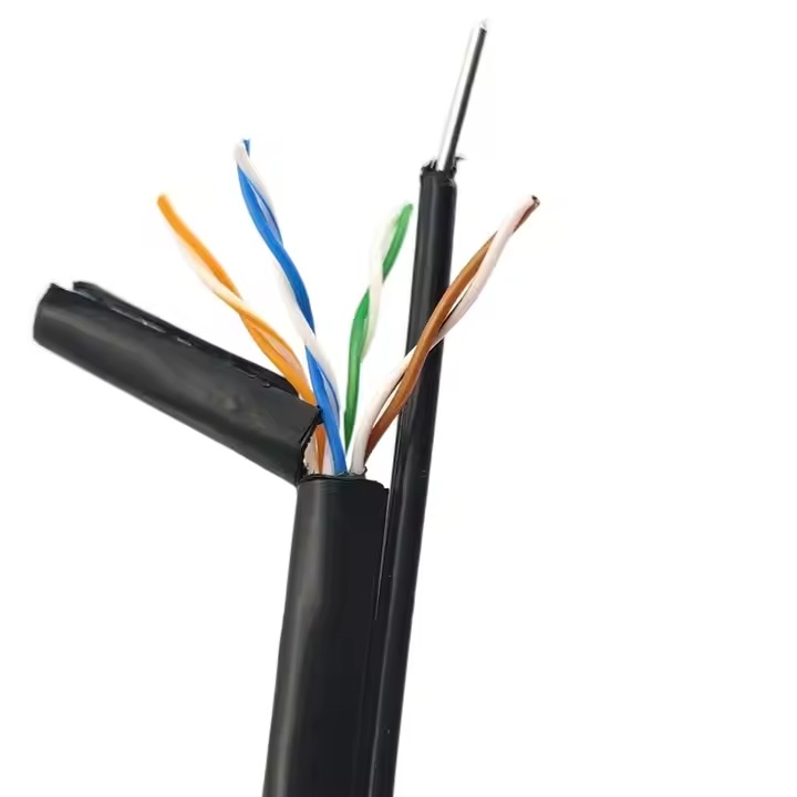 CAT5E CAT5E+M 24AWG 4pair CAT5E with messenger outdoor lan cable manufacturer