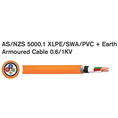 AS/NZS 5000.1 XLPE/SWA/PVC + Earth  Armoured Cable 0.6/1KV