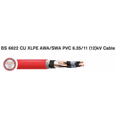 BS 6622 CU XLPE AWA/SWA PVC 6.35/11 (12)kV Cable