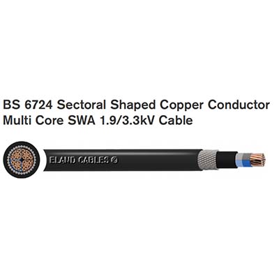 BS 6724 Sectoral Shaped Copper Conductor  Multi Core SWA 1.9/3.3kV Cable