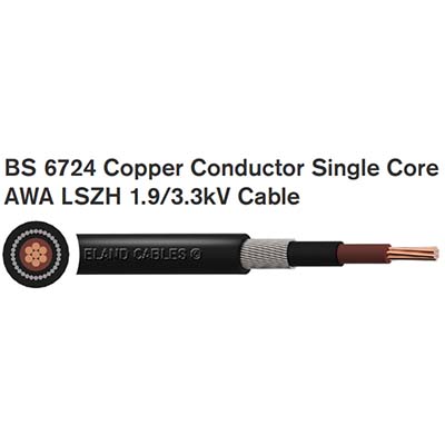 BS 6724 Copper Conductor Single Core  AWA LSZH 1.9/3.3kV Cable