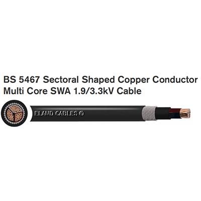BS 5467 Sectoral Shaped Copper Conductor Multi Core SWA 1.9/3.3kV Cable