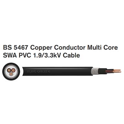 BS 5467 Copper Conductor Multi Core  SWA PVC 1.9/3.3kV Cable