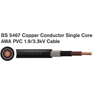 BS 5467 Copper Conductor Single Core  AWA PVC 1.9/3.3kV Cable